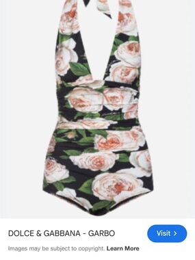 Dolce & Gabbana Black Swimsuit with Blush Rose Print